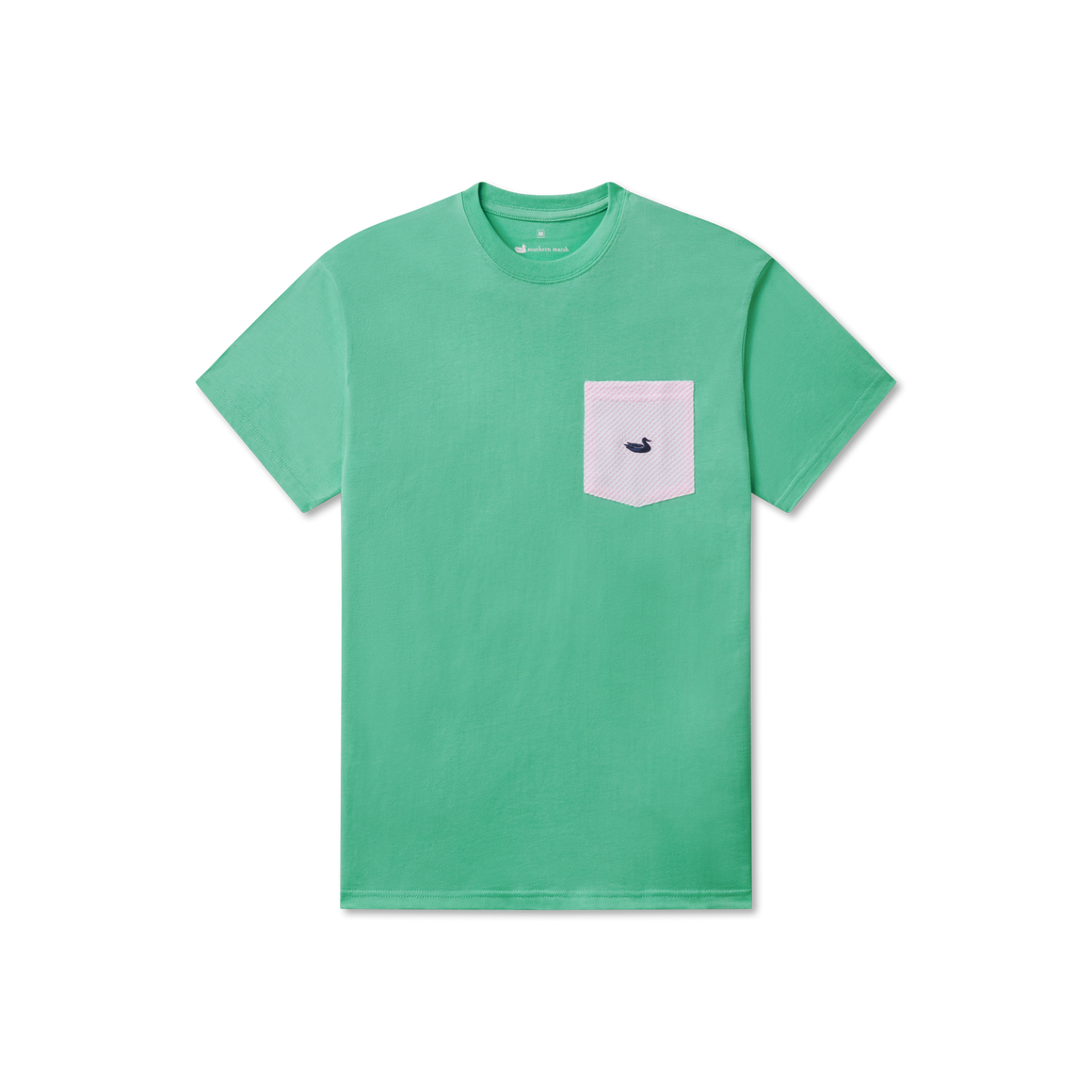 Bimini Green with Pink | Stewart Pocket Tee | Seersucker | Short Sleeve