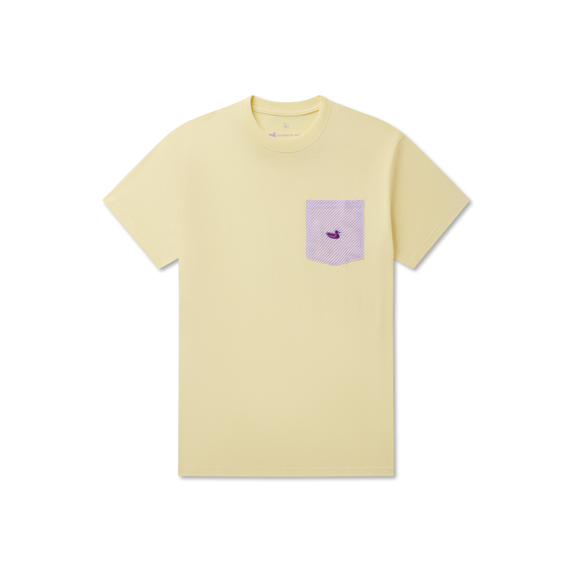 Yellow with Purple | Stewart Pocket Tee | Seersucker | Short Sleeve