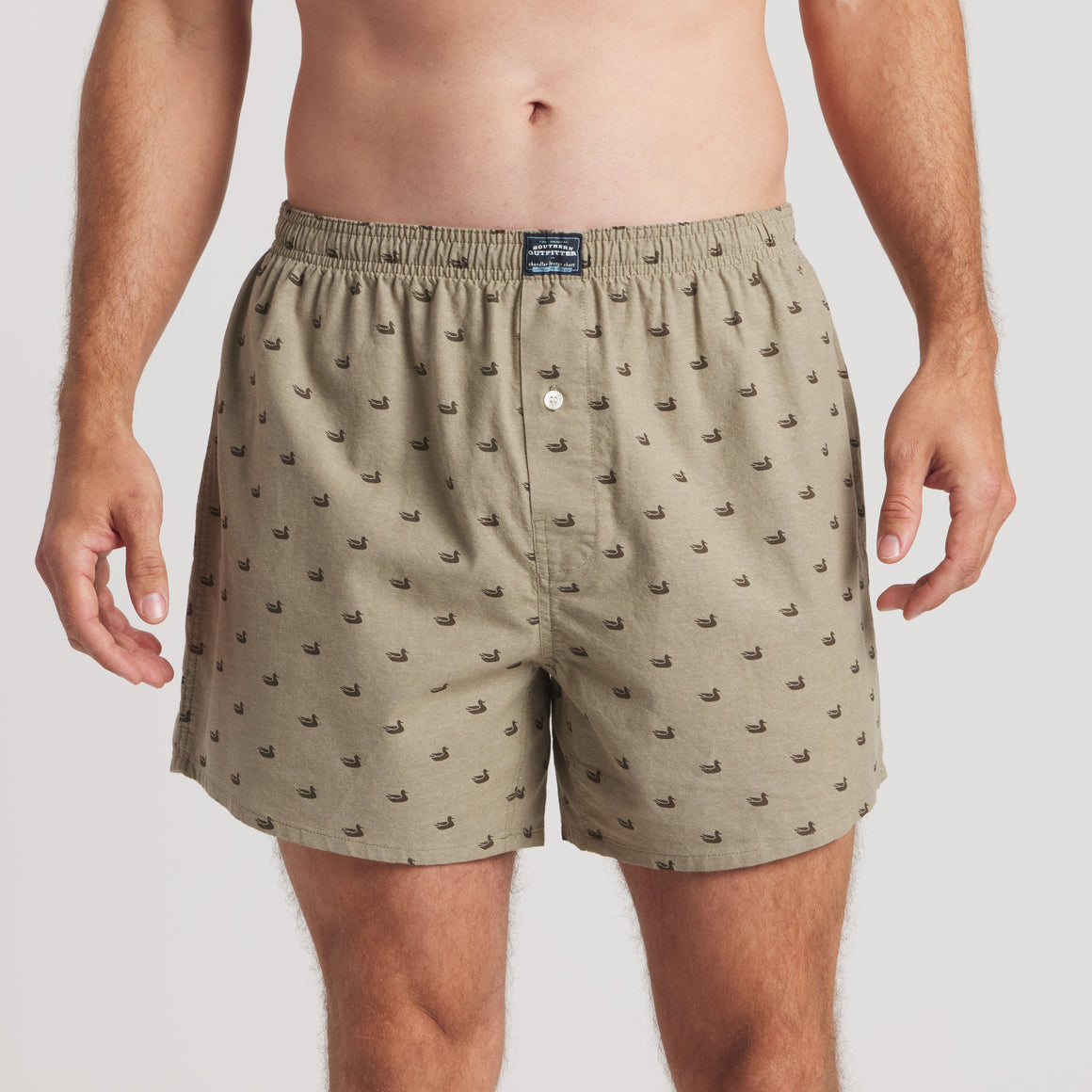 Dark Olive with Ducks | ON MODEL | FRONT