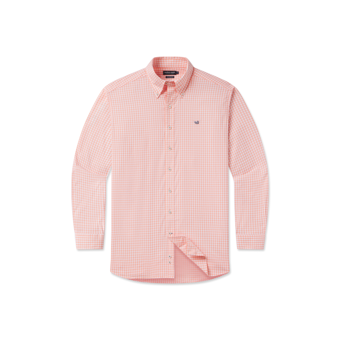 Peach Gingham | Brentwood Gingham Performance Dress Shirt | Front