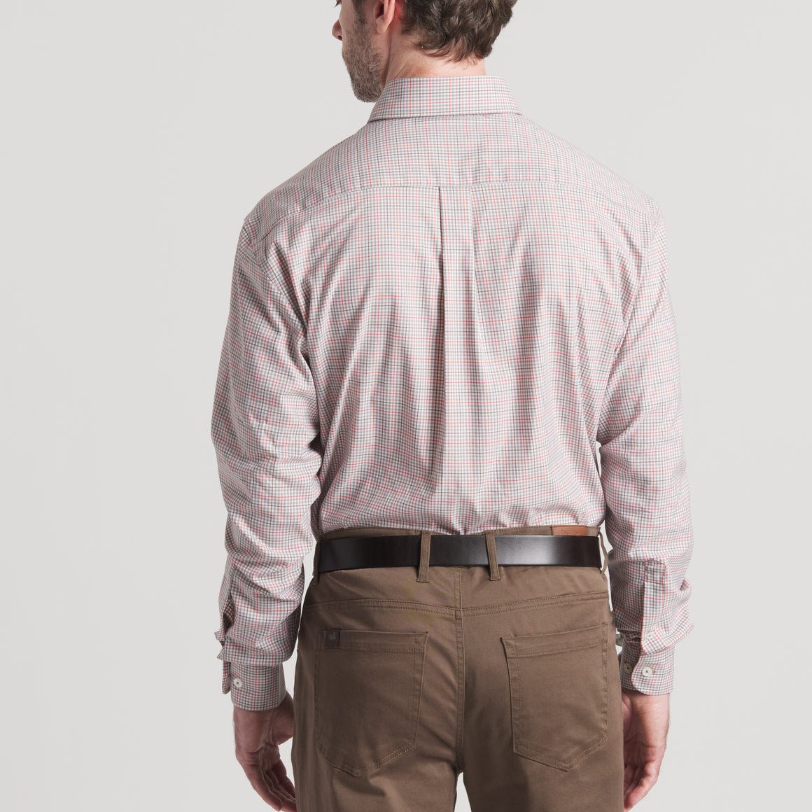 Burnt Taupe & Dark Olive Gingham | On Model | Back