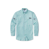 Blue and Teal Cay | Harbor Cay Fishing Shirt | Drake Grid | Long Sleeve Fish Shirt | Front