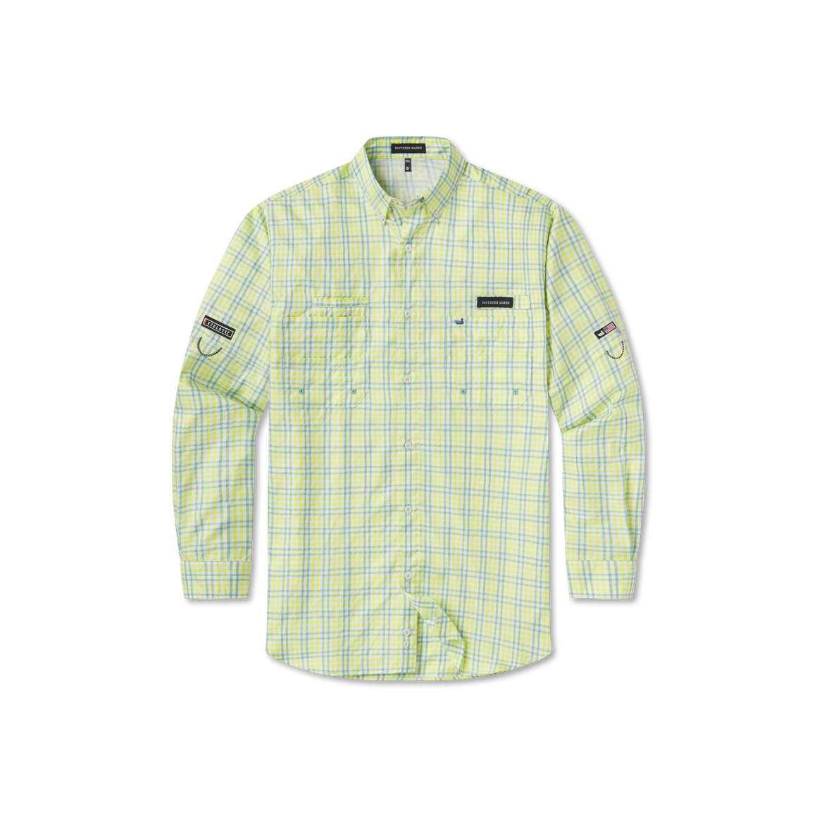Sage and Lime Cay | Harbor Cay Fishing Shirt | Drake Grid | Long Sleeve Fish Shirt | Front