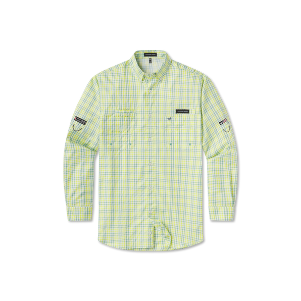 Sage and Lime Cay | Harbor Cay Fishing Shirt | Drake Grid | Long Sleeve Fish Shirt | Front