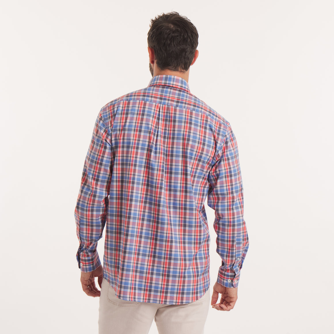 Navy & Red Plaid | On Model | Back