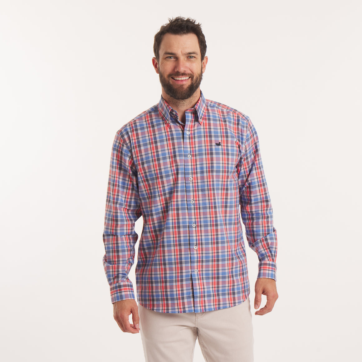 Navy & Red Plaid | On Model | Front