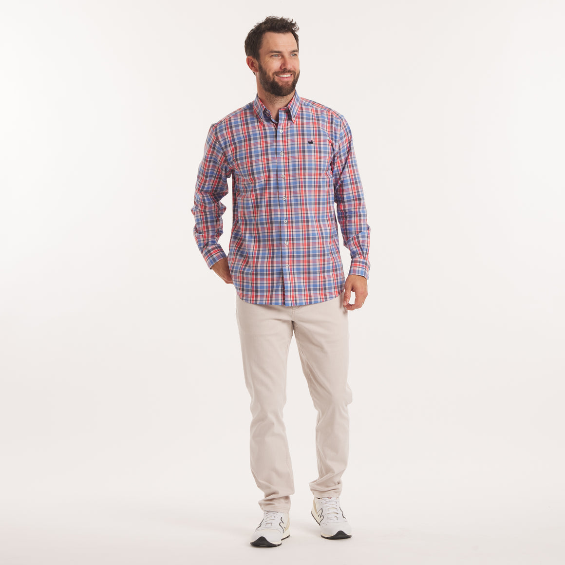 Navy & Red Plaid | On Model | Front Full OUTFIT