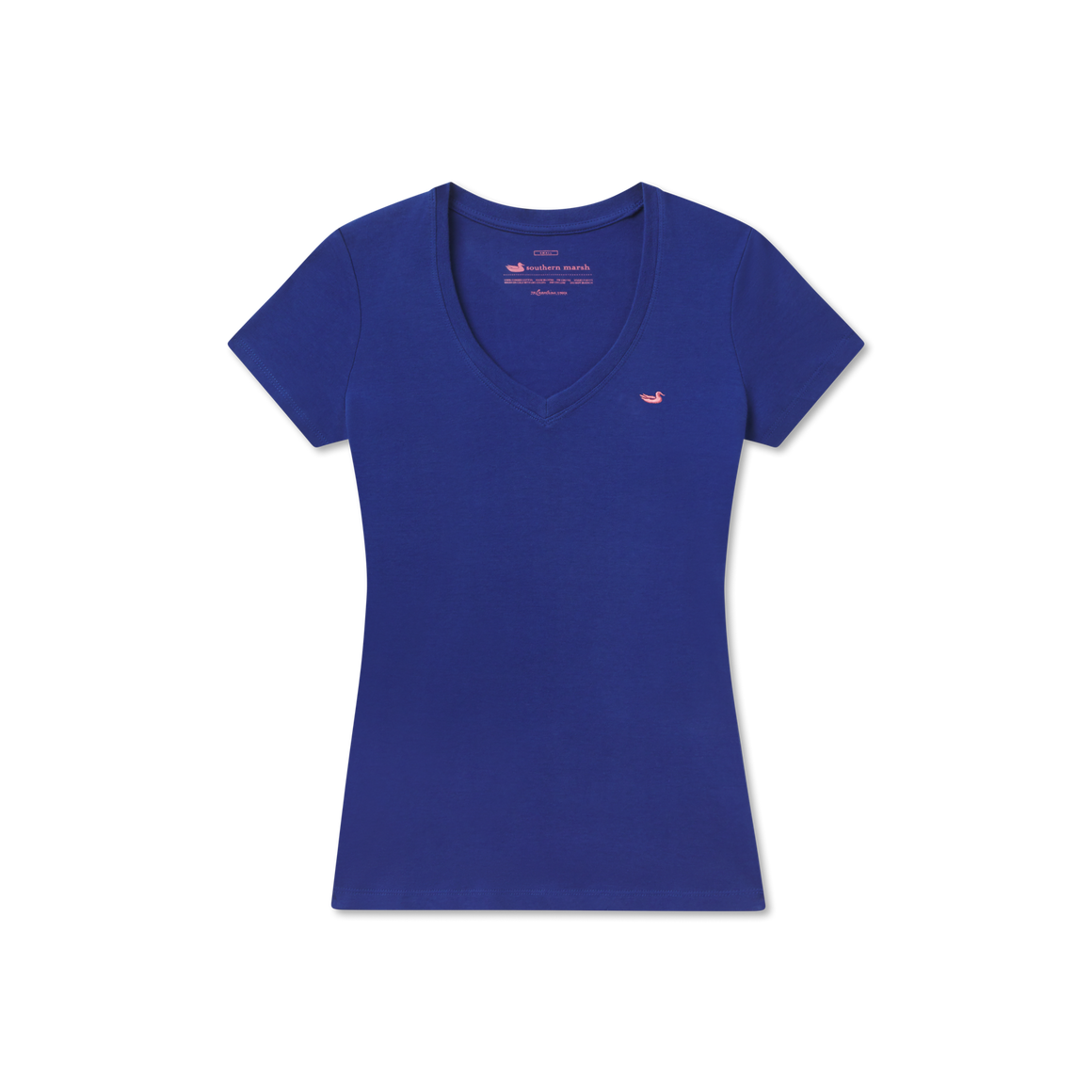 Navy with Melon Duck | Caroline V-Neck Tee | Cotton | Womens Fit T-Shirts