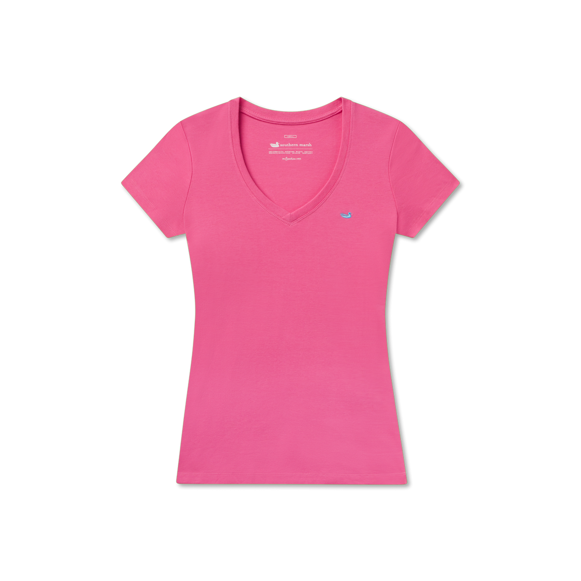 Pink with French Blue Duck | Caroline V-Neck Tee | Cotton | Womens Fit T-Shirts