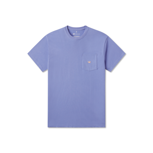 Embroidered Pocket T-shirt in Lilac with Peach Duck