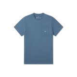 Embroidered Pocket Tee in Slate with Chill Blue Duck