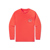 Coral with Electric Blue | FieldTec™ Pocket Tee | Long Sleeve