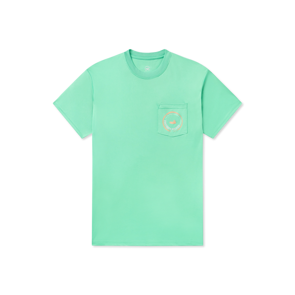 Bimini Green with Peach | FieldTec™ Pocket Tee | Short Sleeve | Front