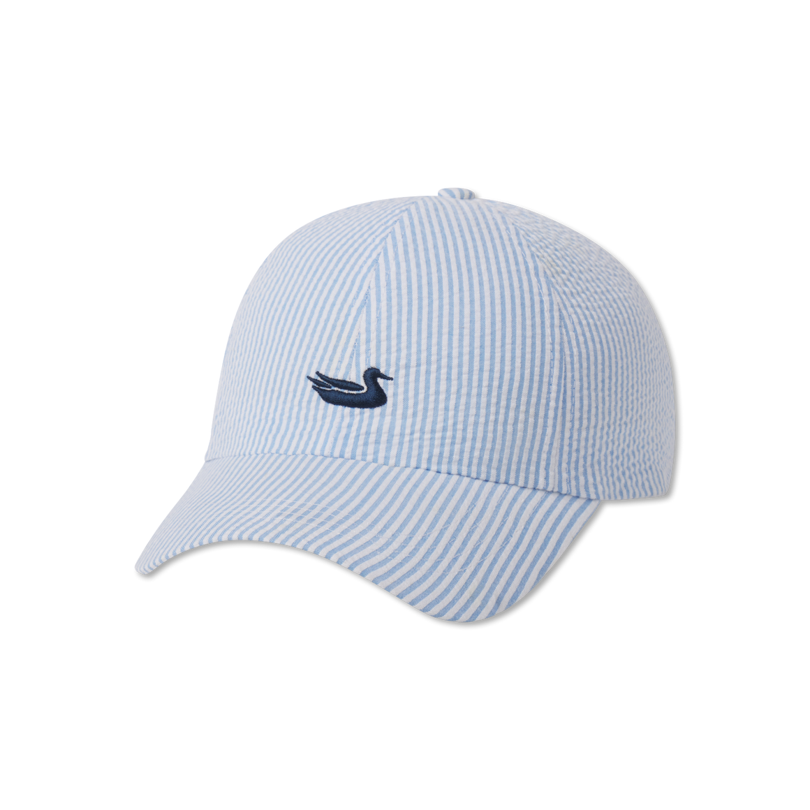 Seersucker Blue Hat with Navy Duck