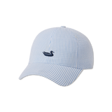 Seersucker Blue Hat with Navy Duck