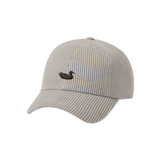 Vintage Seersucker Blue Hat with Brown Duck