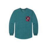 Dark Green with Tartan | Rebecca Tartan Jersey | Womens Fit Long Sleeve T-shirt