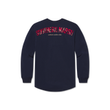 Navy with Tartan | Rebecca Tartan Jersey | Womens Fit Long Sleeve T-shirt | Back