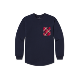 Navy with Tartan | Rebecca Tartan Jersey | Womens Fit Long Sleeve T-shirt
