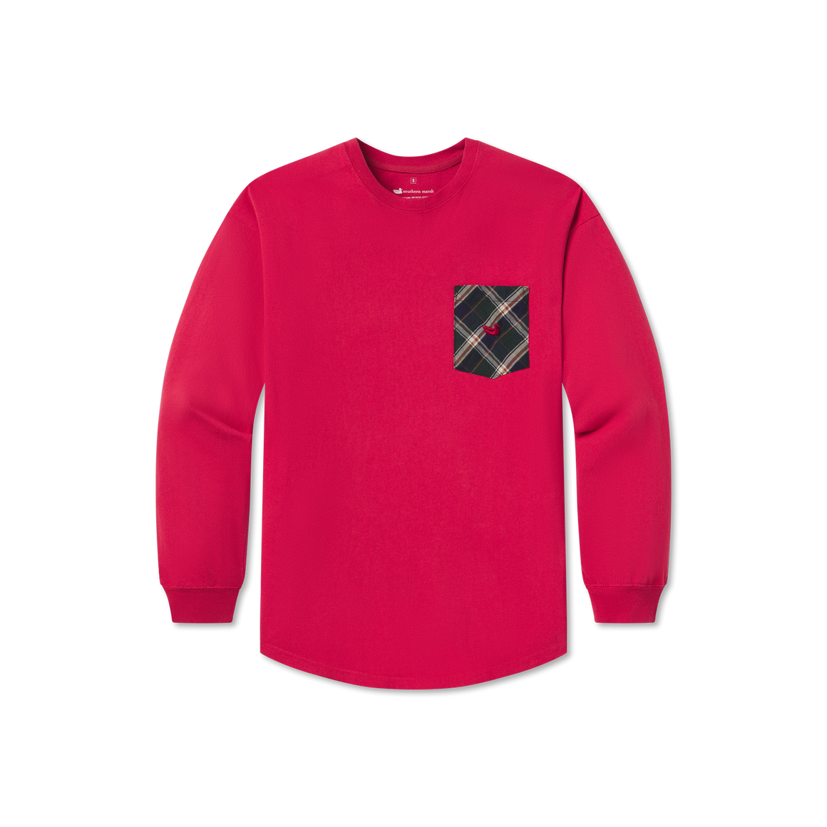 Vintage Red with Tartan | Rebecca Tartan Jersey | Womens Fit Long Sleeve T-shirt