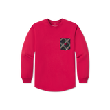 Vintage Red with Tartan | Rebecca Tartan Jersey | Womens Fit Long Sleeve T-shirt