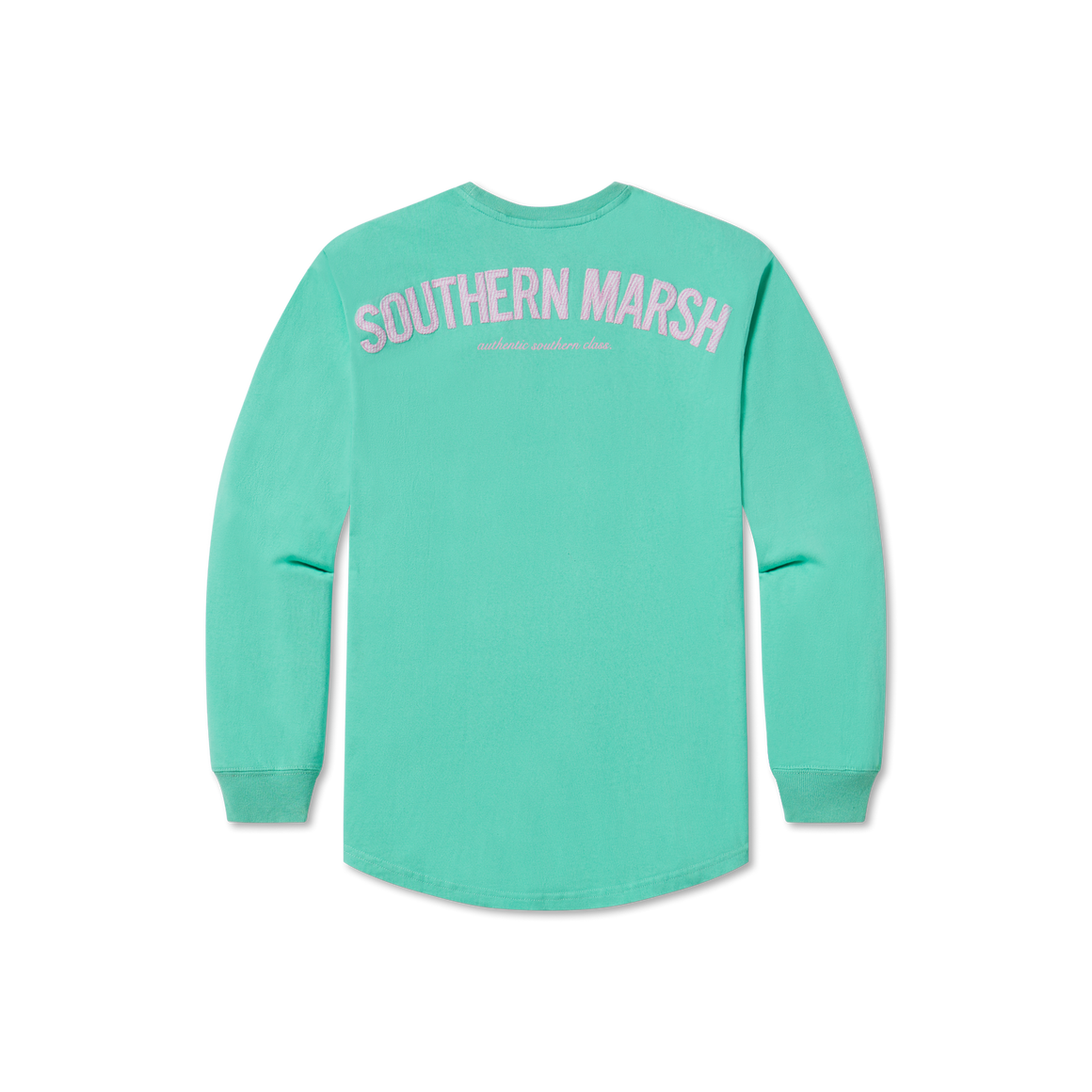 Bimini Green with Pink Seersucker | Original Rebecca Jersey | Womens Fit Long Sleeve T-Shirt | Back
