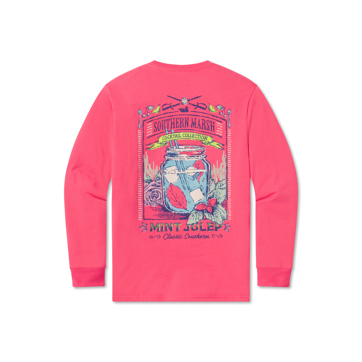 Strawberry Fizz | Cocktail Tee | Mint Julep | Long Sleeve