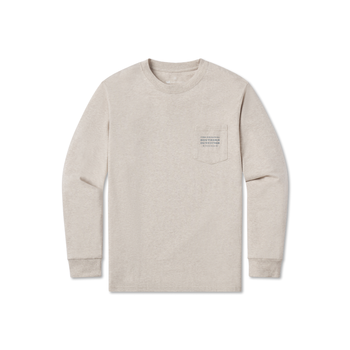 Washed Oatmeal | Trademark Duck Tee | Long Sleeve T-Shirt | Southern Soft Pocket Tee | Front