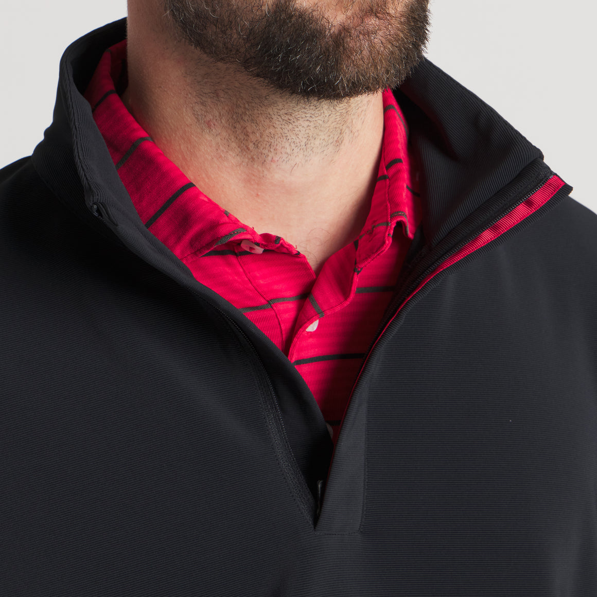 Black With Red | On Model Collar Details