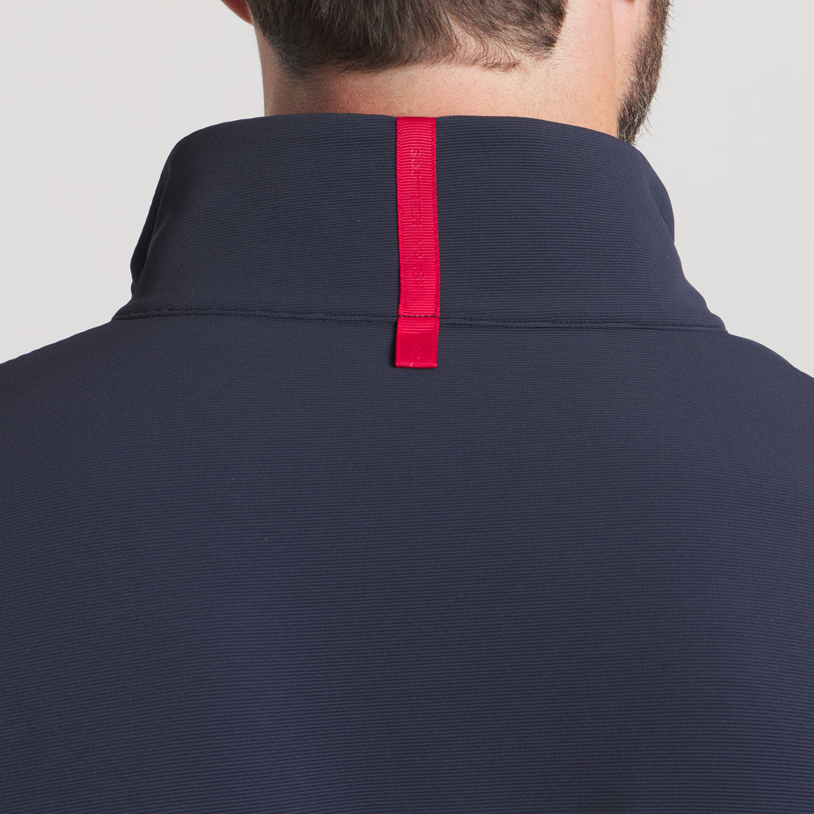 Navy With Red | On Model Collar Details 2