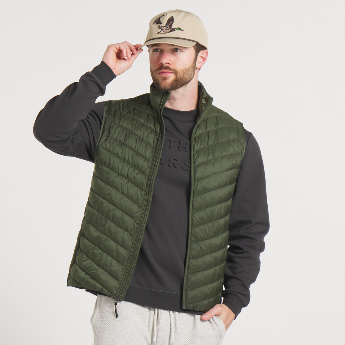 Dark Olive | ON MODEL FRONT UNZIPPED