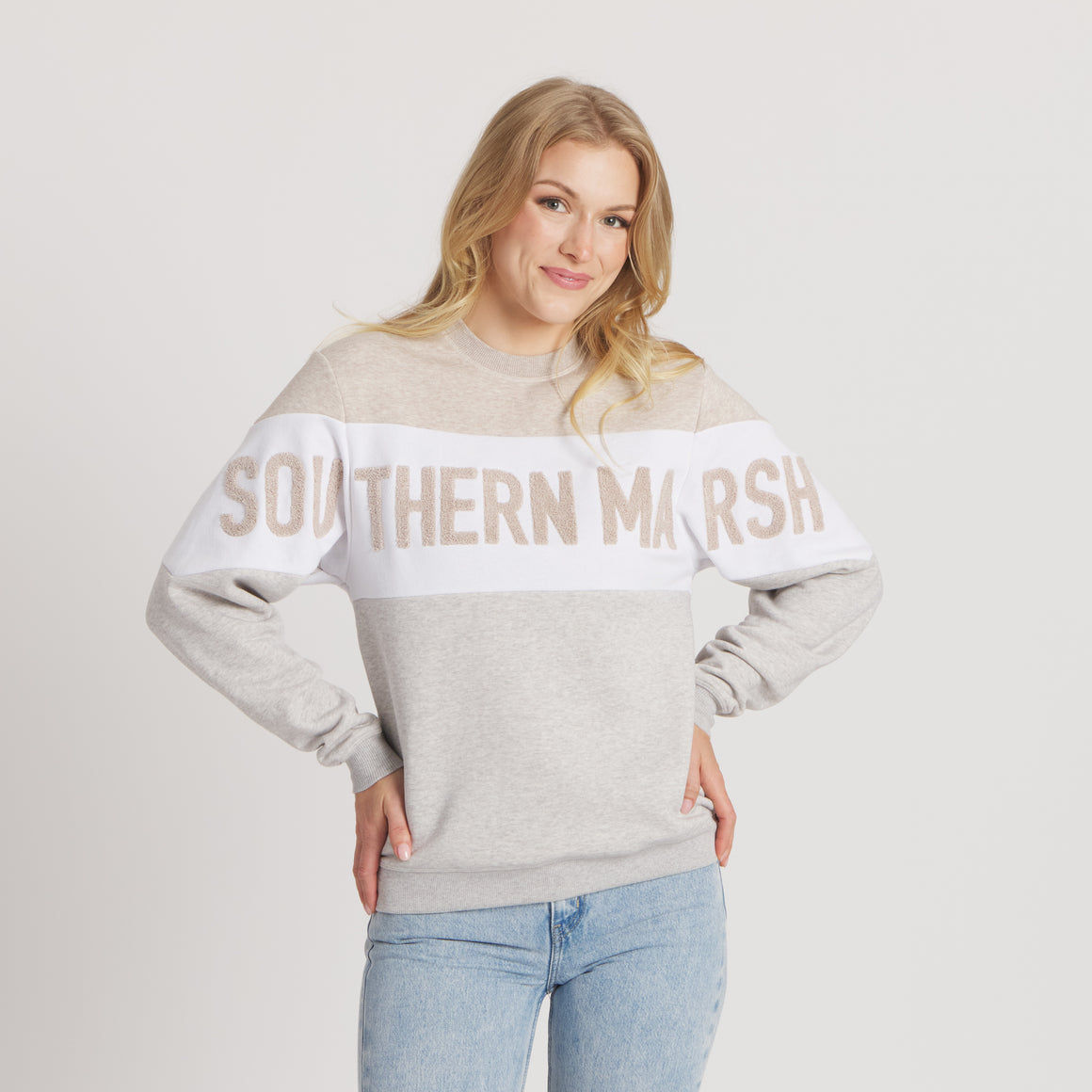Oatmeal & Light Gray | On Model Front