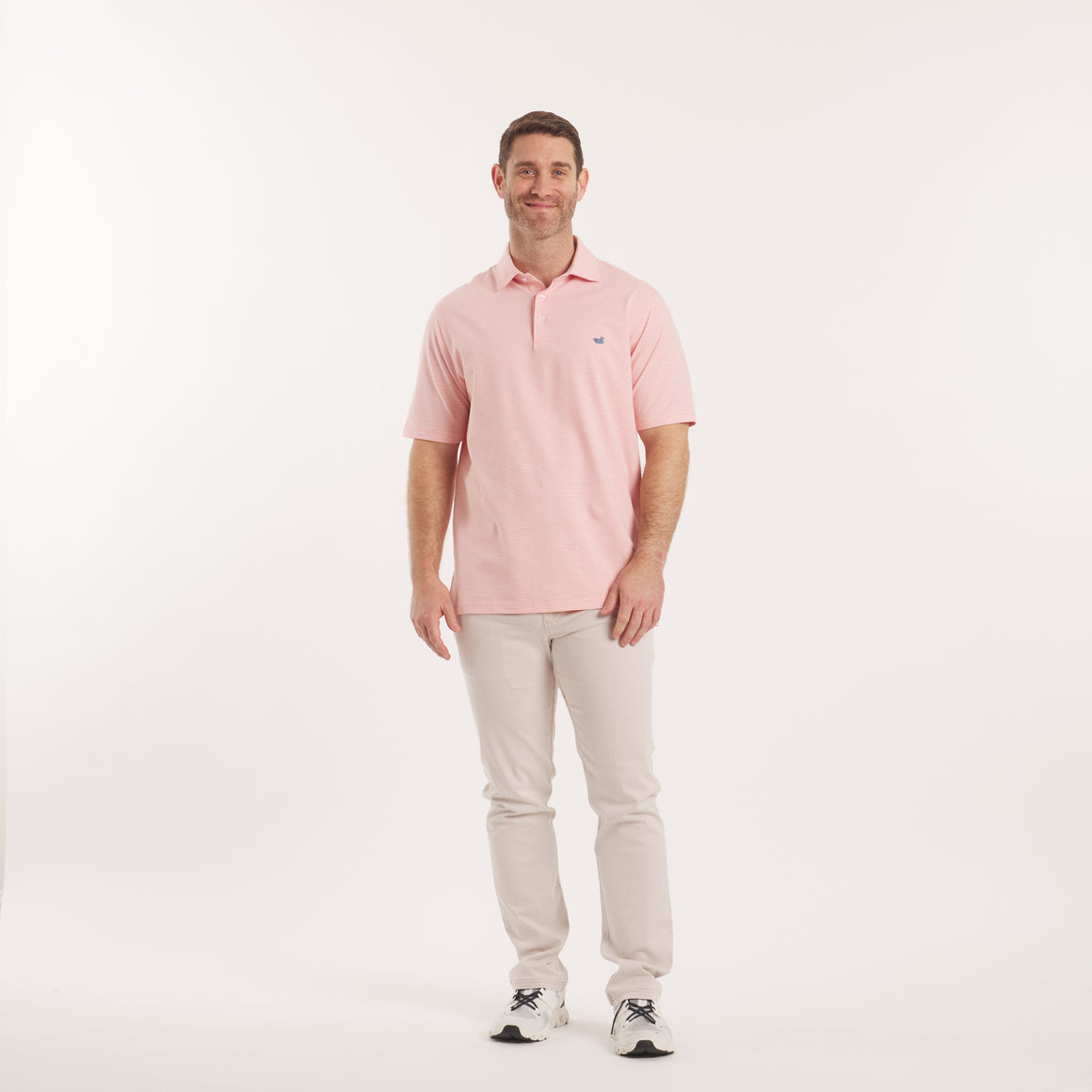 Coral Relaxed Stripe | On Model Front Full