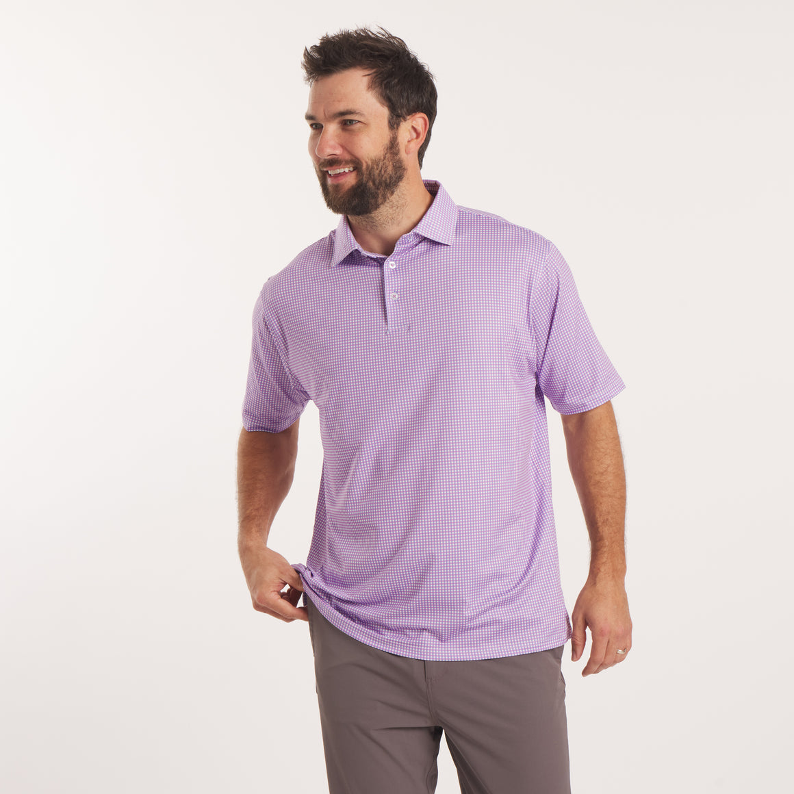 Wharf Purple & Wine Gingham | On Model Front