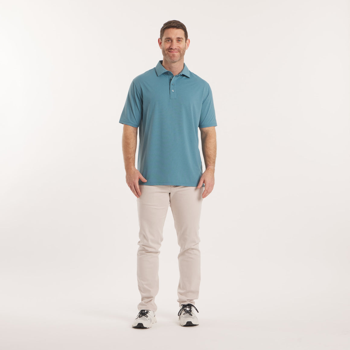 Teal Blue Mesh | On Model | Front 3