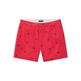 Vintage Red with Printed Ducks