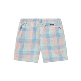 Blue and Orange Seersucker Gingham | Dockside Swim Trunk | Seersucker Gingham | Swim Shorts | Back