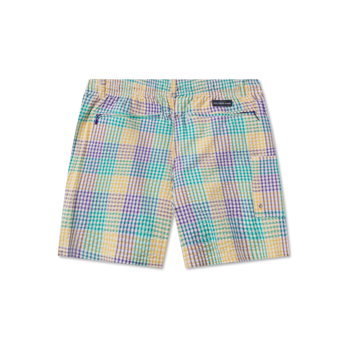 Purple Green and Gold Seersucker Gingham | Back