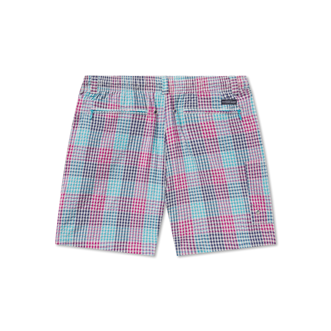 Navy and Teal Seersucker Gingham | Back