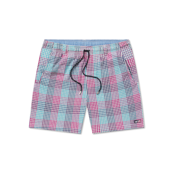 Navy and Teal Seersucker Gingham
