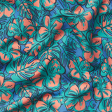 Teal Tropical | Close Up of Floral Hibiscus Pattern