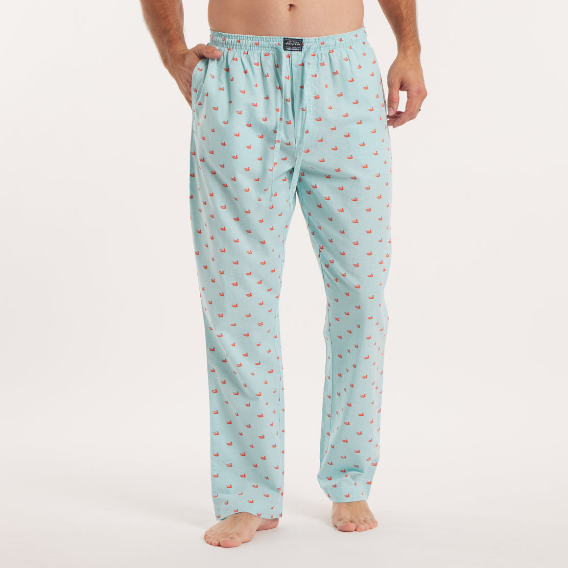 Antigua Blue with Coral Ducks | On Model Front 