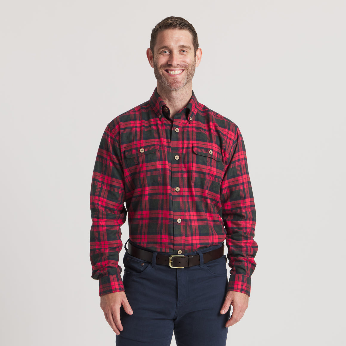 Navy & Red  Plaid | On Model | Front