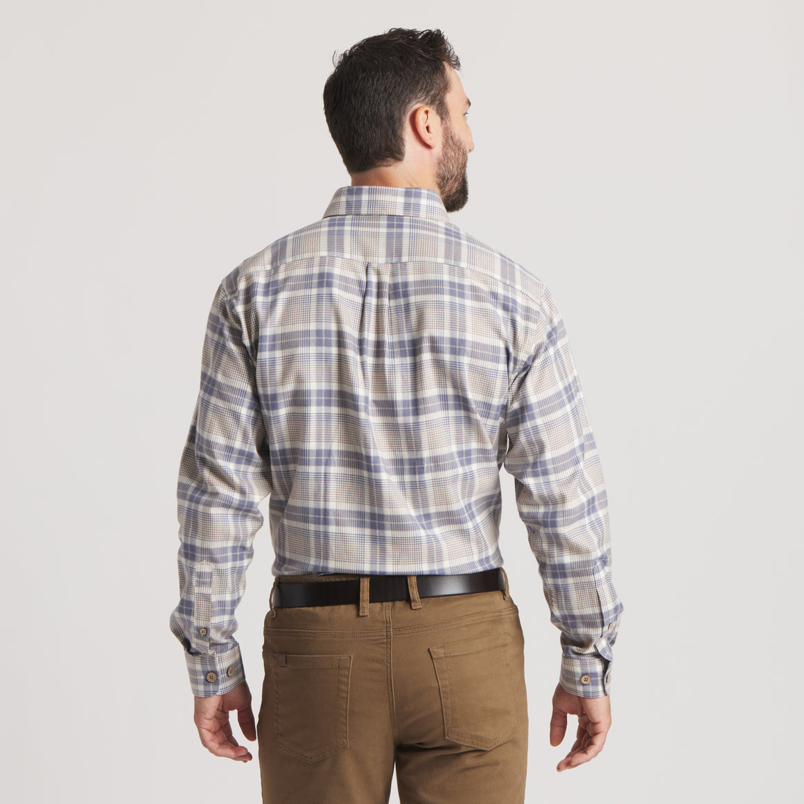 Oatmeal & Blue Plaid | On Model | Back