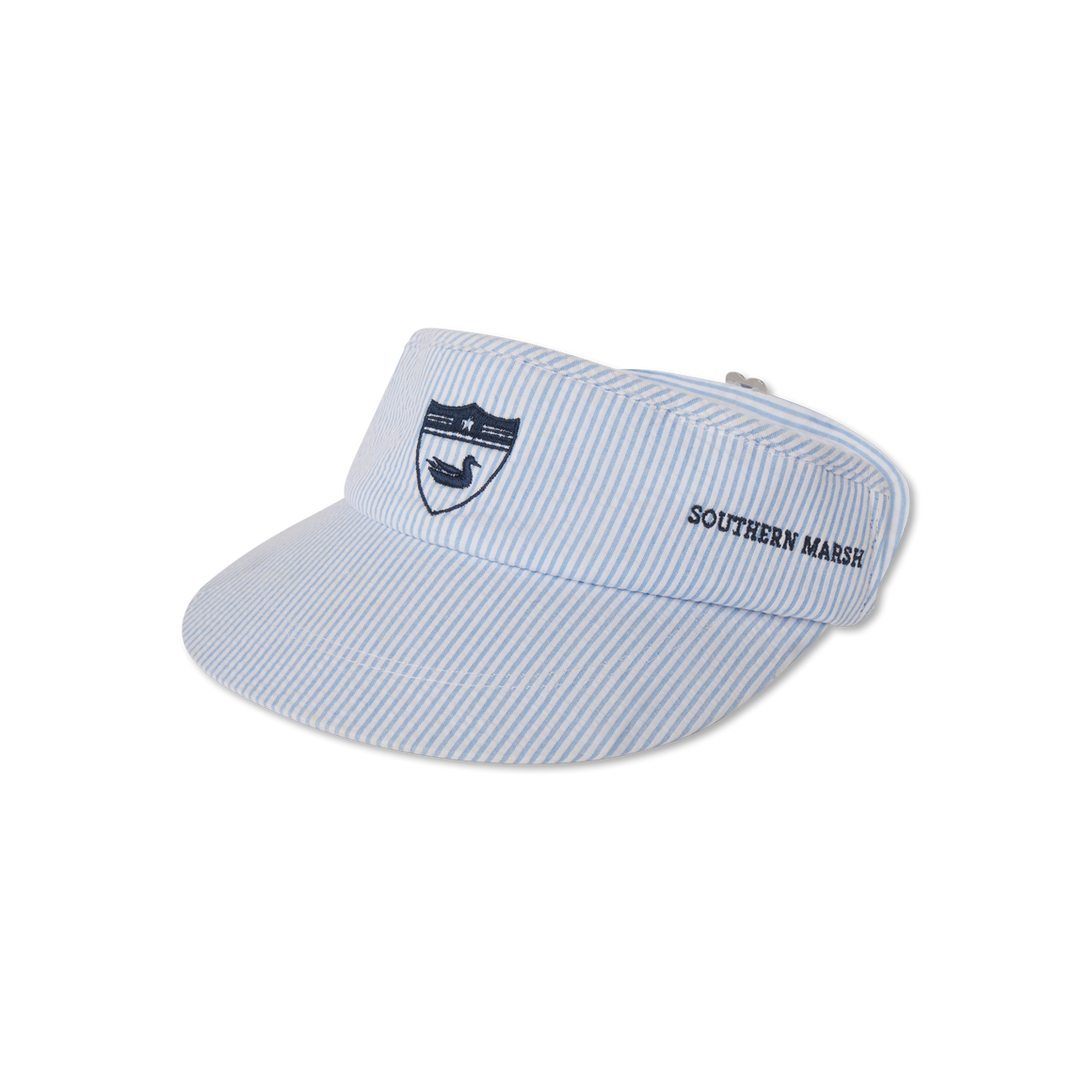 Seersucker Blue Visor with Navy Duck