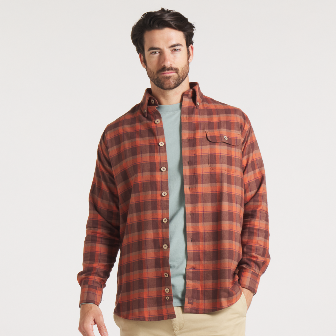 Stone Brown & Burnt Orange | ON MODEL FRONT | Unbuttoned