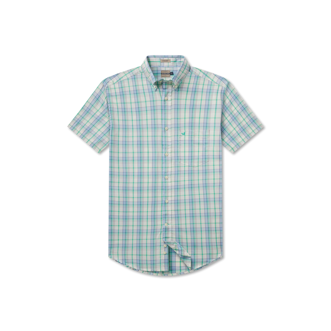 Blue and Mint Plaid | Knoxboro Plaid Dress Shirt | Short Sleeve | Front