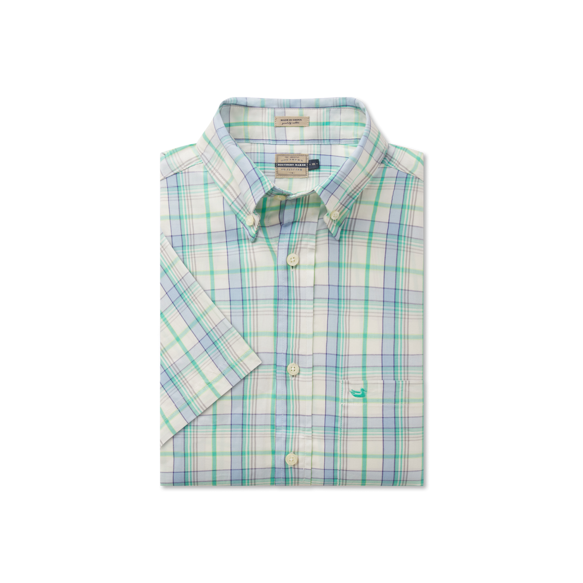 Blue and Mint Plaid | Knoxboro Plaid Dress Shirt | Short Sleeve
