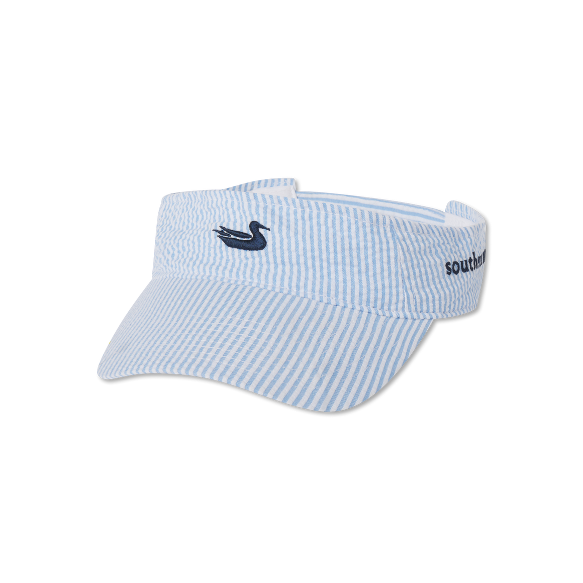 Seersucker Blue Visor with Navy Duck
