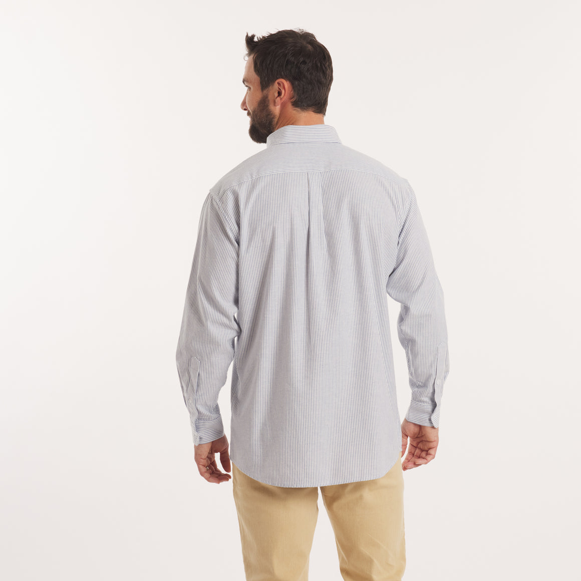 White & Blue Oxford Stripe | On Model | Back